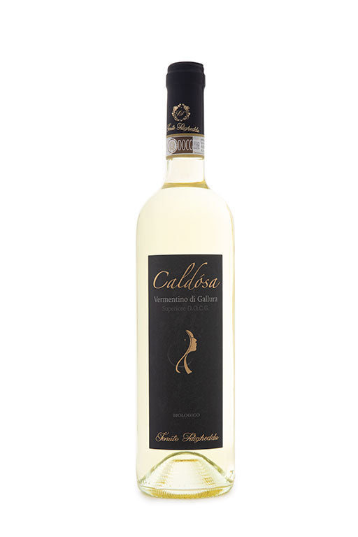 Wine bottle with 'Caldosá' label on a white background