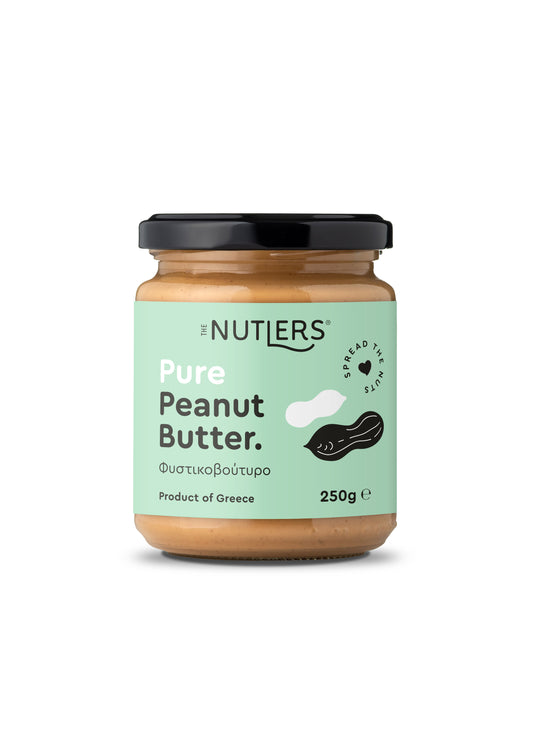 Jar of Nutliers Pure Peanut Butter on a white background