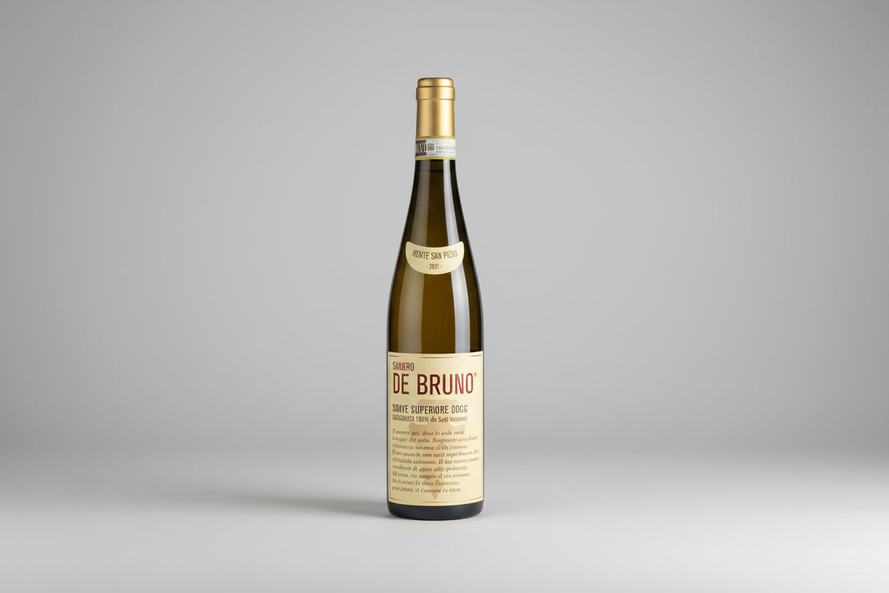 A bottle of white wine Soave Monte San Piero from Sandro De Bruno 